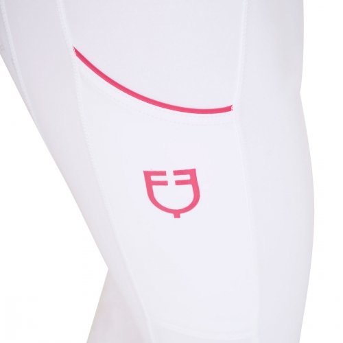 Legginsy damskie Classic Slim Fit Full Grip - EQUESTRO - white/honeysuckle