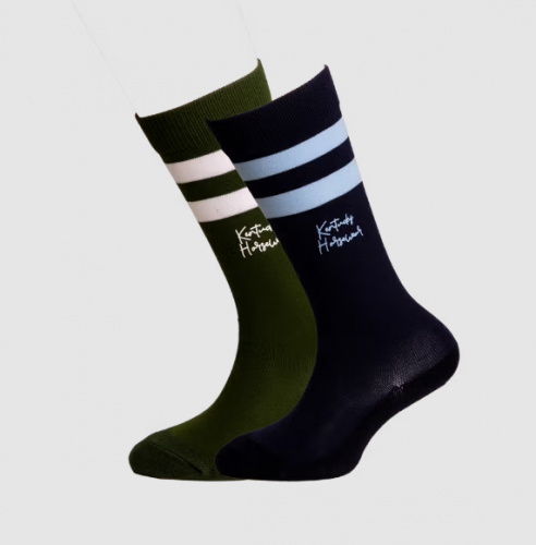 Podkolanówki jeździeckie Stripes 2-pak - Kentucky - navy/dark green