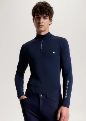 Koszulka męska ZIP THERMO SHIRT 1/4 - Tommy Hilfiger Equestrian - desert sky
