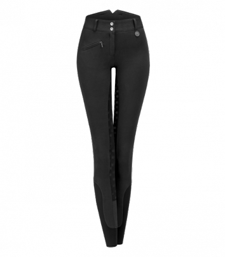Bryczesy THERMO FUN SPORT SILICONE damskie z wysokim stanem - pełny lej silikonowy - Waldhausen - czarny