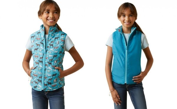 Kamizelka dwustronna młodzieżowa Bella Reversible Insulated Gilet - Ariat - mosaic blue/aqua foam