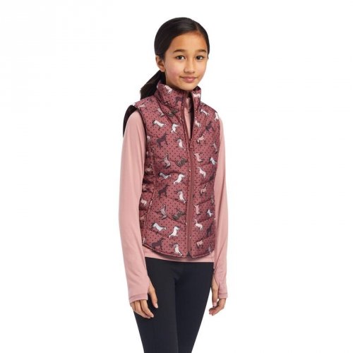 Kamizelka młodzieżowa Bella Reversible Insulated Gilet - Ariat - wild ginger ponies/mulberry