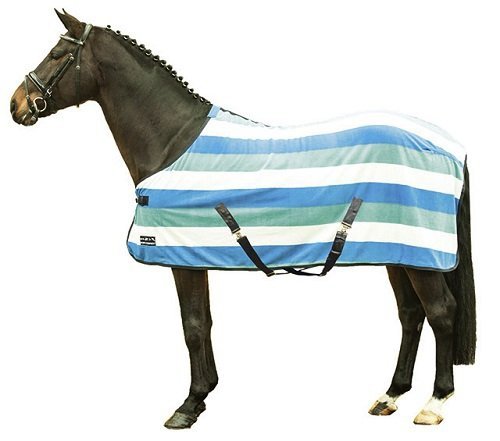 Derka polarowa z pasami - HKM - biały/zielony/niebieski