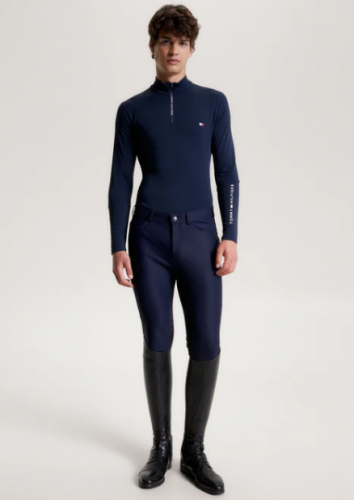Koszulka męska ZIP THERMO SHIRT 1/4 - Tommy Hilfiger Equestrian - desert sky