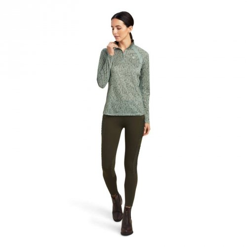 Bluzka damska SUNSTOPPER 2.0 - Ariat - hedge green doodle horse 
