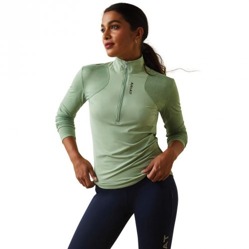 Bluzka damska BREATHE 1/4 ZIP - Ariat - basil