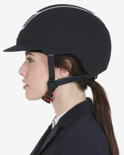 Kask Eclipse Plain Velvet - EQUESTRO - navy/silver