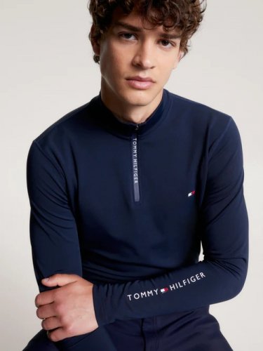 Koszulka męska ZIP THERMO SHIRT 1/4 - Tommy Hilfiger Equestrian - desert sky