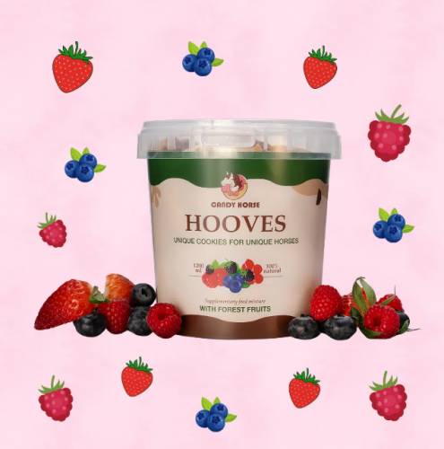Ciasteczka dla konia - kopytka FOODIE 1,2L - Candy Horse - owoce leśne