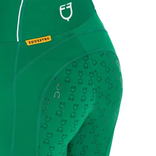 Legginsy damskie Classic Slim Fit Full Grip - EQUESTRO - ultramarine green 
