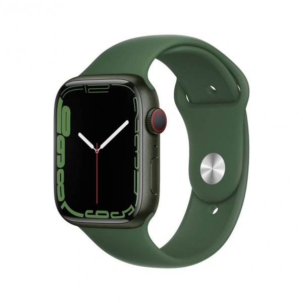 Apple Watch Series 7 45mm GPS + Cellular (LTE) Koperta z aluminium w kolorze zielonym z paskiem sportowym w kolorze koniczyny