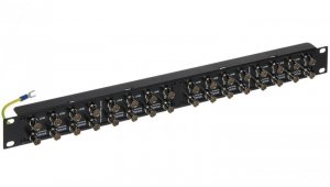 Ogranicznik przepięć 16-kanałowy systemu CCTV AHD, HD-CVI, HD-TVI, CVBS, PAL max. 5kA Rack 19” OPV-16/RACK