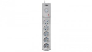 Przedłużacz przeciwprzepięciowy professional 5 gniazd 1,5m 10A 230V 2300W szary W-100034