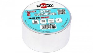 Taśma aluminiowa do kominka o wysokiej odporności termicznej (do +350C) REPERO 602 ALU HOT 50mm/50m