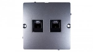 Simon Basic Gniazdo telefoniczne podwójne 2xRJ11 stal inox BMTF2.02/21