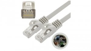Patchcord FTP kat.6 kabel sieciowy LAN 2x RJ45 linka szary 3m NEKU
