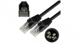 Patchcord UTP kat.5e kabel sieciowy LAN 2x RJ45 linka czarny 2m NEKU