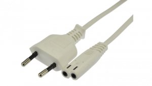 Kabel zasilający 230V 2,5A audio 2m biały