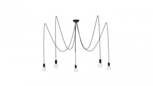 Nowodvorski lampa wisząca SPIDER E27 x 5 Przewód w oplocie Stal lakierowana Czarny ~220-230 V MAX: 5x60W