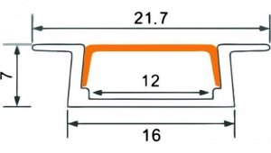 Profil P01 podtynkowy anodowany +klosz mleczny 1m