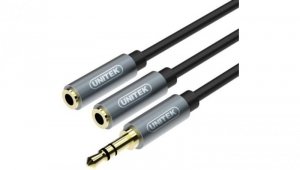 Przejściówka Unitek Y-C956ABK miniJack 3,5mm (M) - 2x 3,5mm (F)