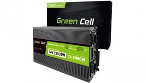 PRZETWORNICA NAPIĘCIA Green Cell PowerInverter LCD 24V -igt/br 230V 3000/6000W CZYSTA SINUSOIDA