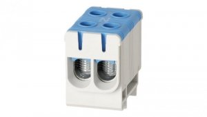 Blok rozdzielczy odgałęźny 2-polowy Al/Cu 2,5-50mm2 (max. 50mm2) na szynę TH35 niebieski FJ-E50/2/B HEDO