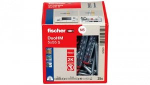 Kołki rozporowe do płyt karton gips DuoHM 5x55mm 2-składnikowe z wkrętem FISCHER 25 sztuk