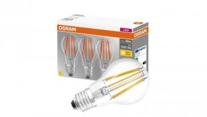3PAK Żarówka LED E27 A60 CL 11W = 100W 1521lm 2700K Ciepła 300 Filament OSRAM BASE