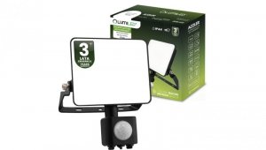 Naświetlacz LED AZZLER 20W 2400lm 4000K IP44 Halogen Zewnętrzny Lampa z Czujnikiem Ruchu Czarny LUMILED