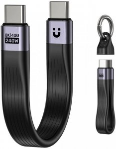 Unitek Kabel USB-C w formie breloka | USB4 | 40 Gb/s | 240W PD 8K | 13 cm, czarny
