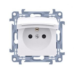 KONTAKT SIMON 10 MODUŁ BIAŁY GNIAZDO 1X Z/U Z PRZESŁONAMI Z KLAPKĄ IP44 ZACISKI ŚRUBOWE 16A 250V
