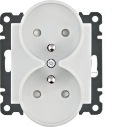 LUMINA SOUL/ INTENSE/ PASSION MODUŁ BIAŁY GNIAZDO 2X Z/U Z PRZESŁONAMI ZACISKI ŚRUBOWE 16A 250V