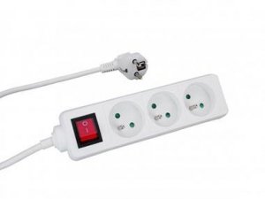 PRZEDŁUŻACZ LISTWOWY P330w 3X 3M Z/U OKRĄGŁY WTYCZKA KĄTOWA 3x1,0mm2 IP20 10A 250V~ BIAŁY WYŁĄCZNIK