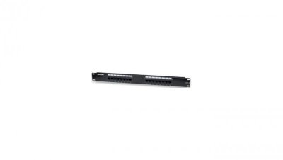 Patch panel UTP Cat6 16 portów, 1U, czarny