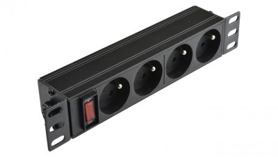 Listwa zasilająca RACK 10 cali 1U 4 gniazda z wyłącznikiem NEKU czarna /1,8m/