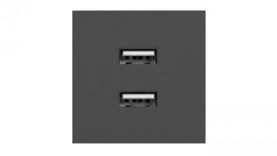 ORNO gniazdo modułowe czarne 2x USB ładowarka 45x45mm 2,1A 5V DC OR-GM-9010/B/USBX2