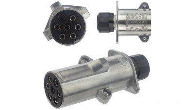 Wtyczka naczepowa typu N (czarna) 7-pin 24V metalowa na kabel