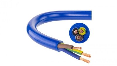 Przewód zasilający sterowniczy elastyczny PUR H07BQ-F 3x1,5 niebieski Elektrokabel /25m/