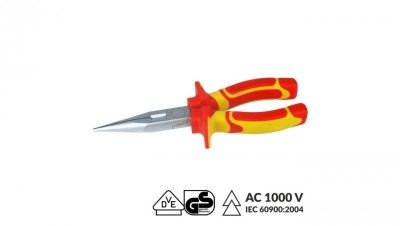 Szczypce wydłużone proste elektrotechniczne 160mm VDE 1000V n-vde04