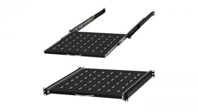 Półka wysuwana do szafy RACK 19 1U 450mm z uchwytem czarna