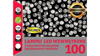 Lampki Bulinex 100led białe zimne 4 95m sznur