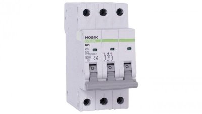 Wyłącznik nadprądowy S bezpiecznik 3-fazowy B25 (B 25A) 3-biegunowy 3P (400V AC) 2,25 modułu SLIM NOARK
