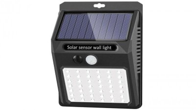 Naświetlacz Solarny LED 3W 5500-6000K Zimna IP65 Czarny Czujnik Zmierzchu