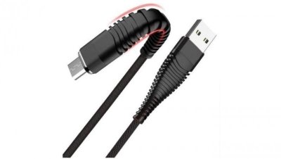Kabel USB - lightning wzmacniany czarny 1m LB0154 LIBOX
