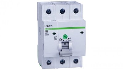 Rozłącznik izolacyjny 25A 3-biegunowy 3P (400V AC) 3-modułowy z blokadą OFF NOARK mod