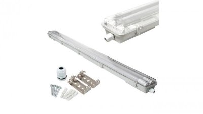 Oprawa sufitowa hermetyczna 120cm lampa 230V z tubami LED 2x36W (nano PC) 3600lm IP65 barwa zimna CW