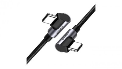 UGREEN Kabel USB 2.0 typ-C (wtyk / wtyk) kątowy Quick Charge 3.0 Power Delivery 2.0 (3A 60W) US323 czarny 1m
