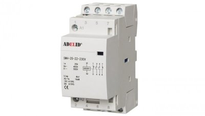 Stycznik modułowy cewka 25A 230V AC 2xNO TH35 ADELID