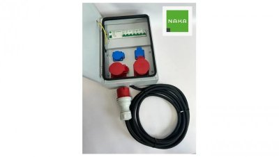 IP54 Metalowa rozdzielnica ścienna CEE 32A 16A 2x230V z bezpiecznikami FI z kablem 5m 94V-5